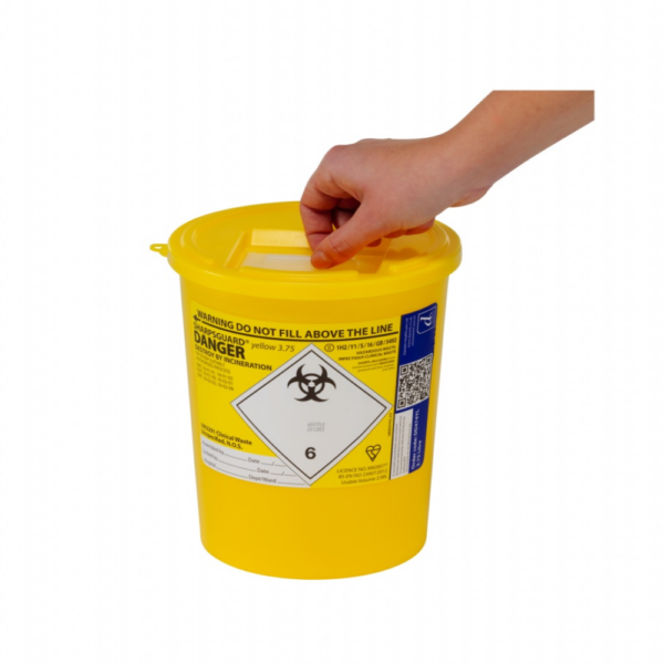 DNDD474YL Yellow Lid Sharpsguard Sharps bin 3.75 litre - Image 2