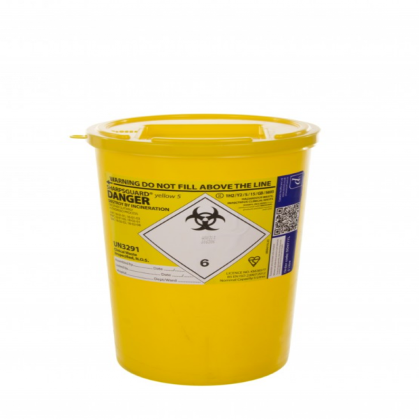 DNDD471YL Yellow Lid Sharpsguard Sharps bin 5 litre