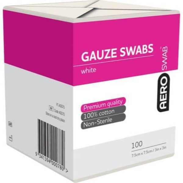 Aero Gauze Swabs Non-sterile 7.5x7.5cm x 100