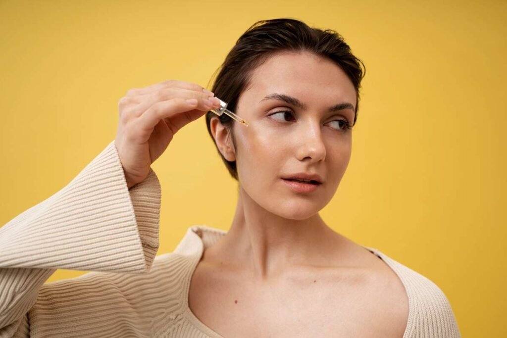 Woman receiving nanoneedling facial treatment for glowing skin